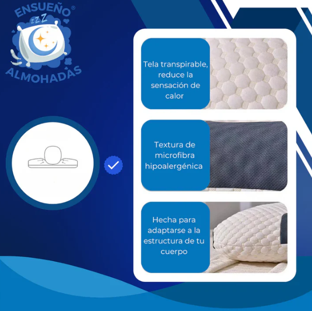 ConfortNest® Almohada Sueño Ligero - Ergonómica y Ortopédica